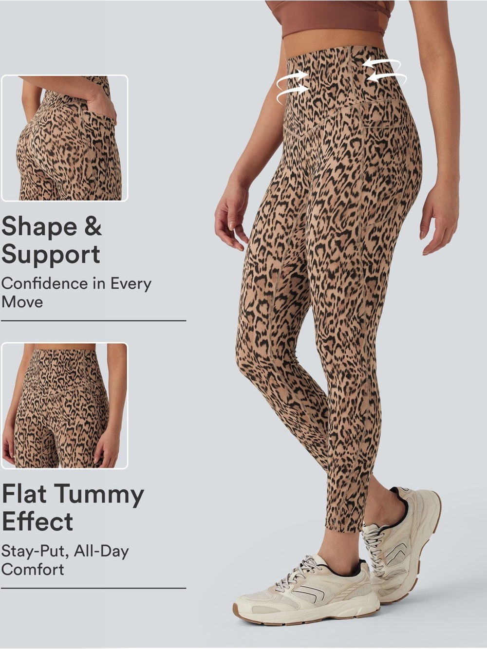 Halara UltraSculpt™ Leopard Print High Waisted Tummy Control Yoga Leggings Small